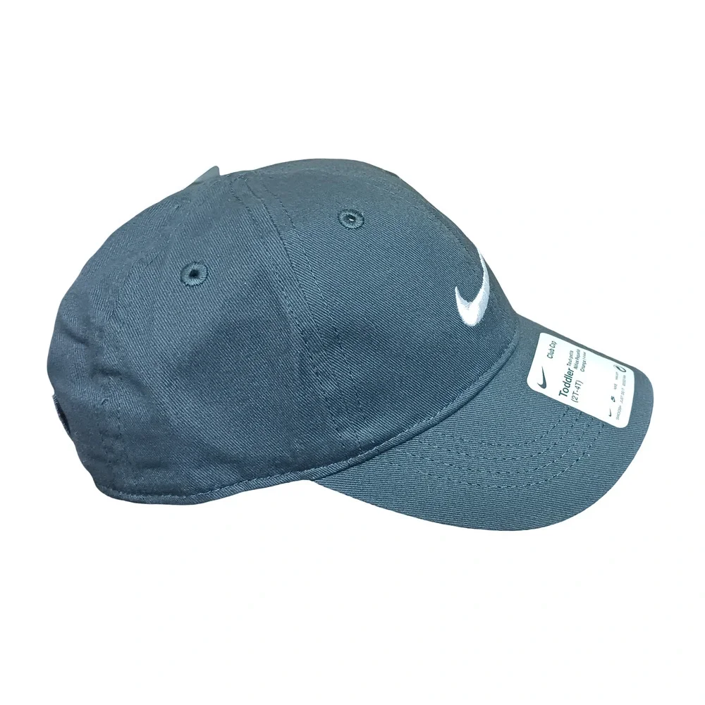 Nike Club Cap Kids Toddler Swoosh Adjustable Hat Anthracite White 2-4T New